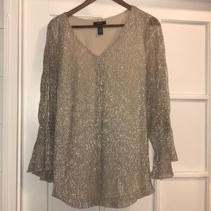 Alfani Silver Bell Sleeve Holiday Shirt A16